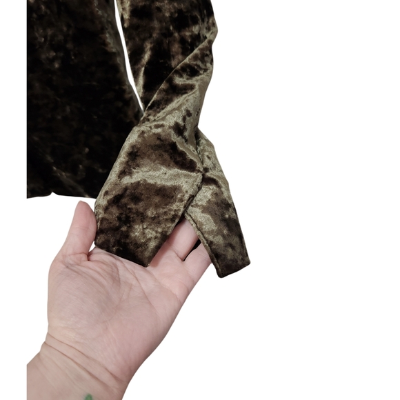 SANCTUARY by ANTHROPOLOGIE Green Blazer with Velvet Texture & Floral  SZ Small - Picture 10 of 16